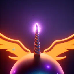 CaM küre içinde fantastik unicorn ateşli kanatları olan