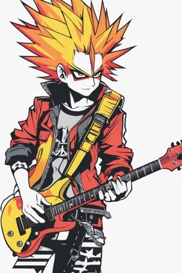 Full body PunkRocker,play guitar electric,with high details, style: Anime coloursfull glowing abstracts