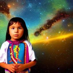 subtle indigenous child in a galactic ambiance