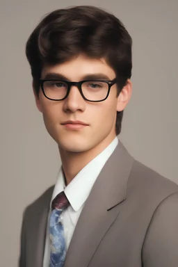 full color image, 1980's yearbook photo, teenager, Clark Kent, 14 years old, photorealistic, --ar 9:16 --style raw