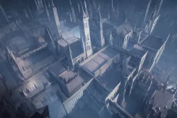 Gothic city hyper detailed, fe,fantasy art, unity engine, bloom,cinematic lighting,blue tone, octane render.