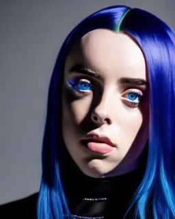 Billie Eilish, full body, on the bed, in my underwear, pale skin, high detail, realistic, 8k, not to be distinguished from a photo, identical pupils