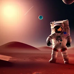 astronaut watching tv from mars unreal engine 5, octan render