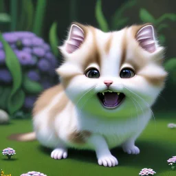 pixar style, volumetric garden environment and background, realistic painting of a cute munchkin calico kitten laying on the ground, looking excited, detailed digital painting, extreme dense and fine fur, anime, ornate, colour-washed colors, elegant, small minutiae, tiny features, particulars, centered, smooth, sharp focus, renderman gofur render, 8k, uhd, detailed eyes, realistic shaded volumetric lighting, sunlight caustics, backlight, centered camera view