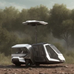 An autonomous electric recreational vehicle for traveling outside the city to nature, and when the vehicle reaches nature it splits into 2 units, one a residential unit and the other becomes a small vehicle