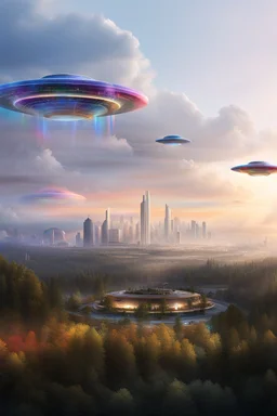 ufo rainbows, cité cristal très futuriste ultra moderne, ufos fleet, intergalactic