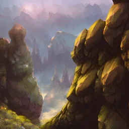 Wide shot of a fantasy canyon. Concept art, highly detailed, wide, trending on artstation.
