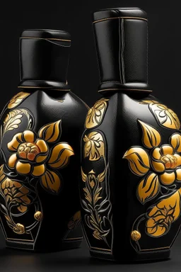 Boxing gloves with black punching bag embossed with golden tiger lily flower