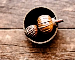 acorn in tin box with note wrapped around