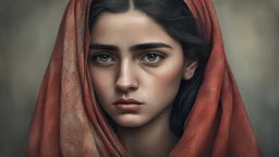 Hyper Realistic Sad Pukhtoon Young-Woman caused by separation from beloved, sorrow of beloved.