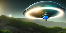 extra-terrestrial, 8K, photo realistic, highly detailed, lught ufo, light colors