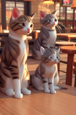 Cute CGI cats in a pub
