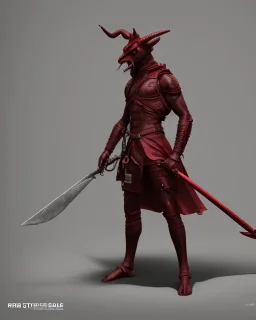 Red Tiefling with demonic sword, hellfire