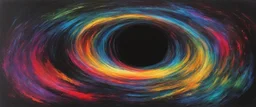 colorful, rainbow, A visually striking and abstract representation of the void and a black hole, utilizing dark hues and dynamic shapes to evoke the enigmatic and powerful aspects of cosmic emptiness, (visually striking abstract representation:1.4), (the void and black hole:1.5), (dark hues and dynamic shapes:1.3), (expressive and cosmic ambiance:1.2), drawing inspiration from abstract interpretations of the cosmic void and black hole phenomena