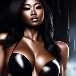 Ultra detailed fullbody Portrait in oil on canvas of Sexy female deadly ninja with black armor,extremely detailed digital painting,ultrarealistic skin,intense stare, extremely detailed face, crystal clear eyes, mystical colors ,perfectly centered image, perfect composition, rim light, beautiful lighting,masterpiece ,8k, stunning scene, raytracing, anatomically correct, in the style of Simon Bisley and Ohrai Noriyoshi and robert e howard and Steve Jung and Wizyakuza and uncannyknack.