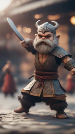 viking kung fu munk duell,bokeh like f/0.8, tilt-shift lens 8k, high detail, smooth render, down-light, unreal engine, prize winning