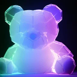 transparent multicolor crystal bear highly detailed, glowing