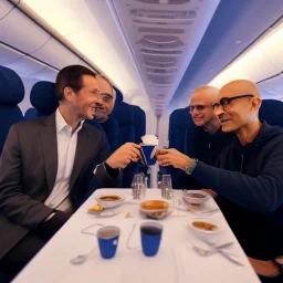 Me having coffee with Satya Nadella on an airplane