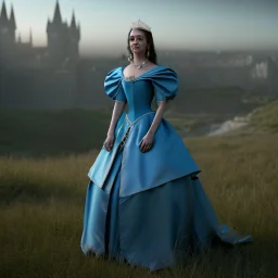 Medieval princess in blue dress, 4K, high quality