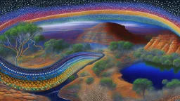 Dreaming Dreamtime Everywhen world-dawn ancestral past ancestral present unfixed in time abiding events serpent rainbow flat earth heavy rainstorms hills gorges creeks rivers kimberley