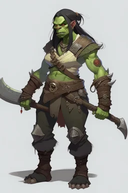 huge female orc platted ponytail pirate barbarian dnd