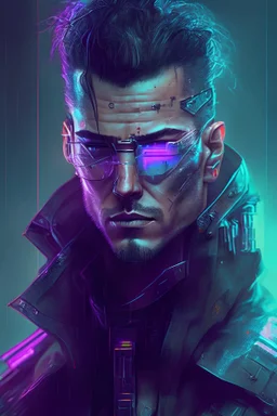 cyberpunk hero portrait man