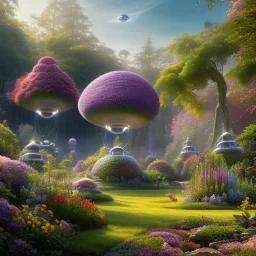 pixar style, volumetric summer garden environment and background, realistic painting of a ufo, looking excited, detailed digital painting, extreme dense and fine fur, anime, ornate, colour-washed colors, elegant, small minutiae, tiny features, particulars, centered, smooth, sharp focus, renderman gofur render, 8k, uhd, detailed eyes, realistic shaded volumetric lighting, sunlight caustics, backlight, centered camera view