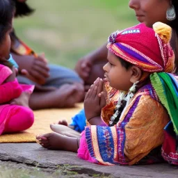 indian child in prayer and adoration