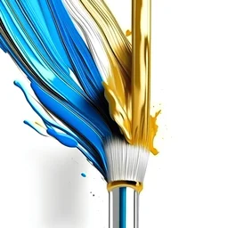 abstract big paint brush with silver, gold,light blue, dark blue, white spaces