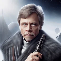 extremely detailed 8k hyperspace wallpaper,complete and photo realistic detailed head to waist stunning photo realistic portrait of mark hamill as luke skywalker in star wars with short lenght, Symmetrical, soft, fine, warm, photo realistic hair, blue eyes, professional majestic photo realistic painting by Ed Blinkey, Atey Ghailan, by Jeremy Mann, Greg Manchess, Antonio Moro, trending on ArtStation, Intricate, High Detail, Sharp focus,dramatic, by greg rutkowski,careworn face,gala uniform