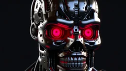 4K, ultra details, full realism. Portrait terminator logo. Visage complet. Fi