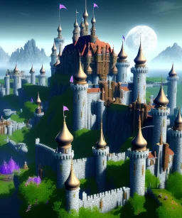 A gigantic dark fantasy world with a massive castle in the background.