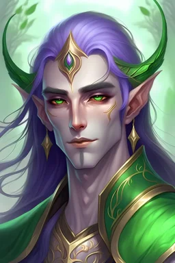 Eladrin with lavender eyes and Emerald green hair