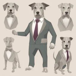 make one realistic business dog that are made of shapes and have a suit on lokk like crystals