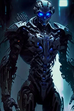 dark humanoid robot soldier artificer gladiator futuristic assassin weak