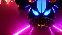 a spider mickey mouse hybrid, photorealism, movie screen capture, horror, sci-fi, retrofuturism, evil, demon-like