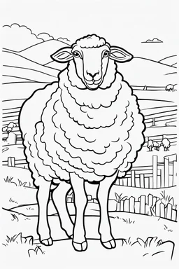 coloring page for kids, SHEEP, thick outline, low details, no shading, no color