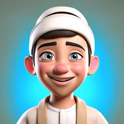 3d anmie,A Muslim boy face, professional look, Smiling