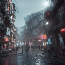 ciberpunk, big street tokyo, japan, children lost, rain, intricate, xtreme detailed, 4k, unreal engine 4