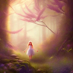 forest in flower girl,fantasy art, Special Lighting, Background. Solid color, forest