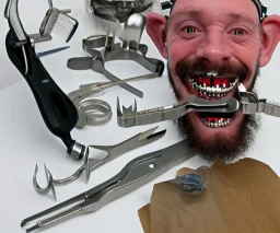 headgear, dental braces, clamp tools, goblin funny, kev walker