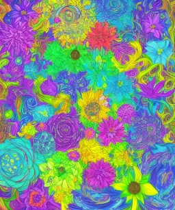 Photorealistic arrangement of extradimensional astral cosmic flowers