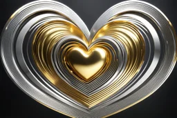 a clony of golden and silver heart sighn rotating