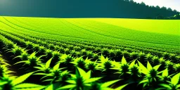 detailed, realistic, colorful, epic, ray tracing, cinematic, 8k, HD, Ultra High Definition, photo film, film grain, high quality marijuana plant field