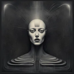 controlling my mind I get night fever, night fever, know how to show it, Braille language textures, abstract surreal art, style of Oskar Schlemmer and H.R. Giger, mind-bending abstract illustration; asymmetric, uncanny geometries, sharp focus, dark colors