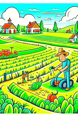 hand painted smart farming cartoon poster