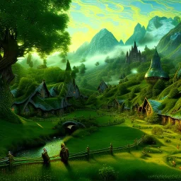 Epic Drawing of scenery of The Hobbit estilo Van Gogh 4k