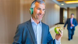 hotel owner holding apple earbuds