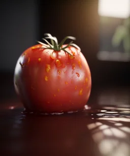 wet tomato, white background, eye level view, long shot, realistic image, smooth,, unreal engine 5, ray tracing, RTX, lumen lighting, ultra detail, volumetric lighting.