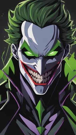 A very close picture to Mix between the joker and venom symbiote in solo leveling shadow art style with neon green details